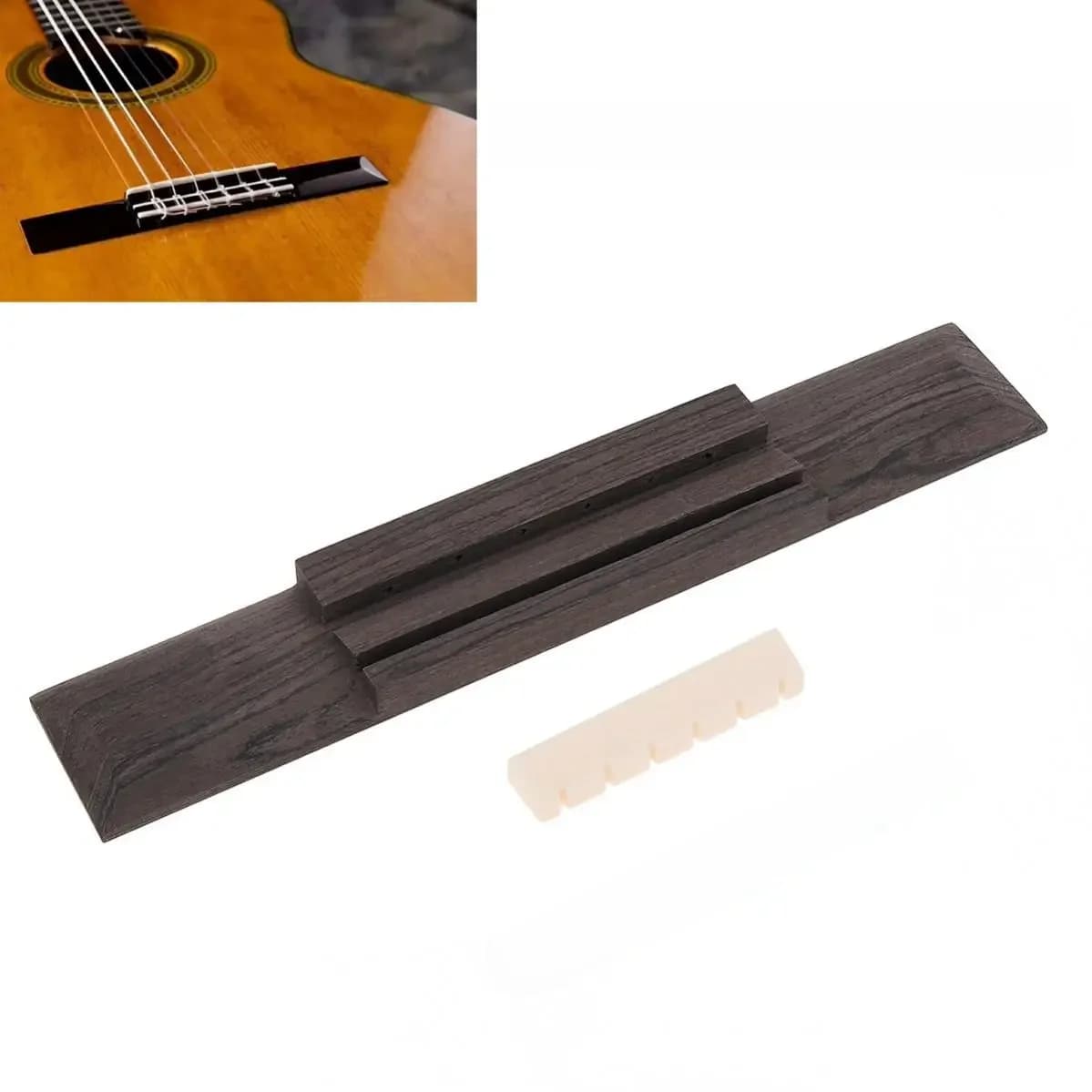 Broches de pont de guitare Portable en bois de rose, 1 jeu de pont de guitare classique, avec selle/écrou, pièces pour guitare de 40 et 41 pouces