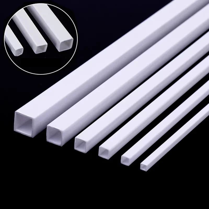 Tube carré en plastique ABS, tiges de barre carrées creuses, styrène, table de sable bricolage, modèle rw, exécutif, le plus récent, 50 pièces, 10 pièces