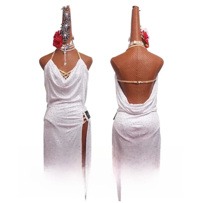 Robe de brevLatine Blanche, Jupe de Concours, Costumes de Spectacle, d'Entraînement, Personnalisée, Lunba 1, pour Adulte et Enfant