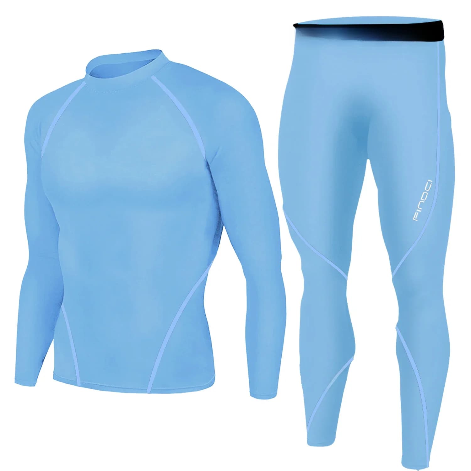 Findci – ensemble de sport de course pour hommes, chemise de Compression + pantalon moulant, manches longues, séchage rapide, survêtement de Fitness, combinaisons de Yoga et de gymnastique