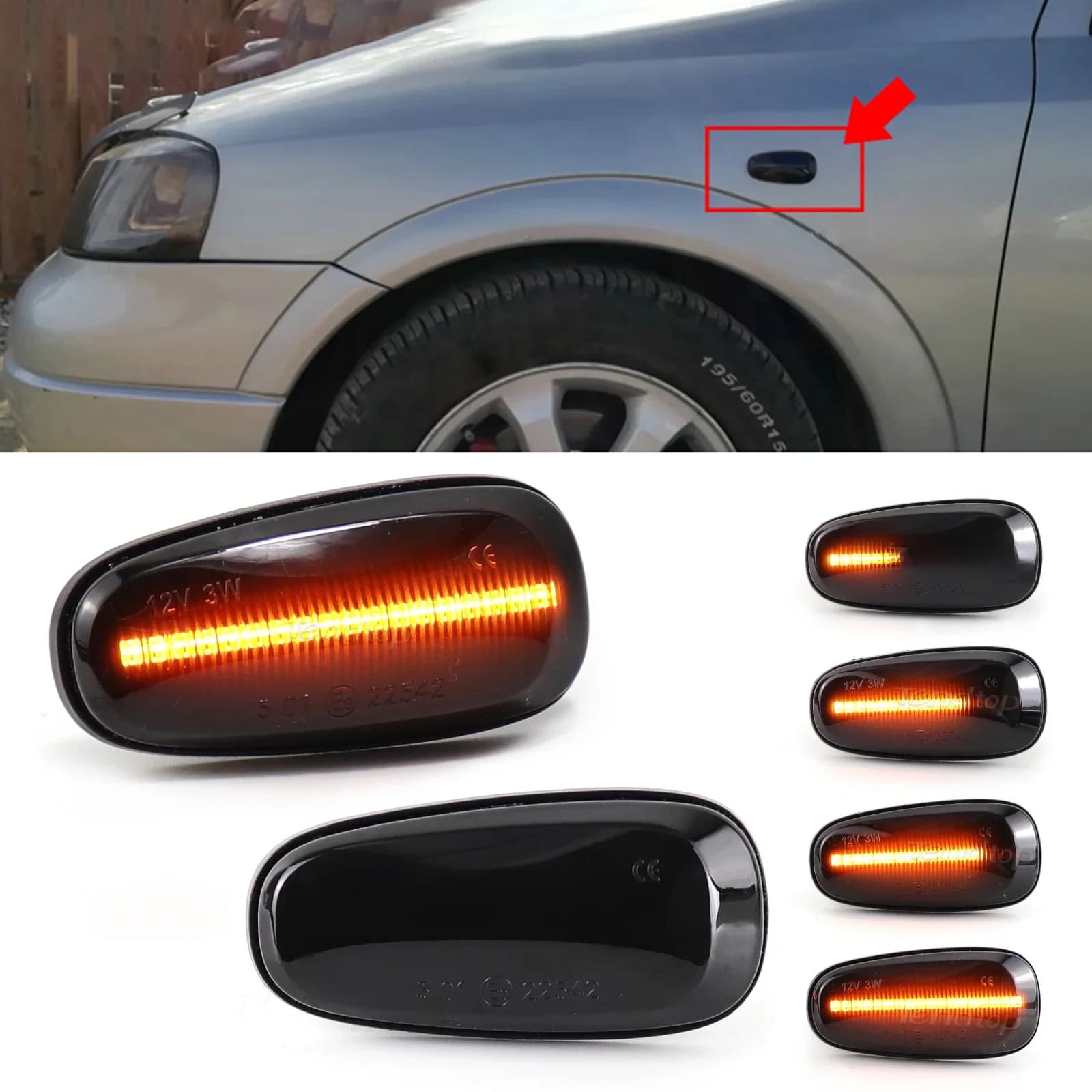 Pour Opel pour Zafira A 1999-2005 Astra G 1998-2009 clignotant LED marqueur latéral indicateur lumineux 12V panneau lampe répéteur