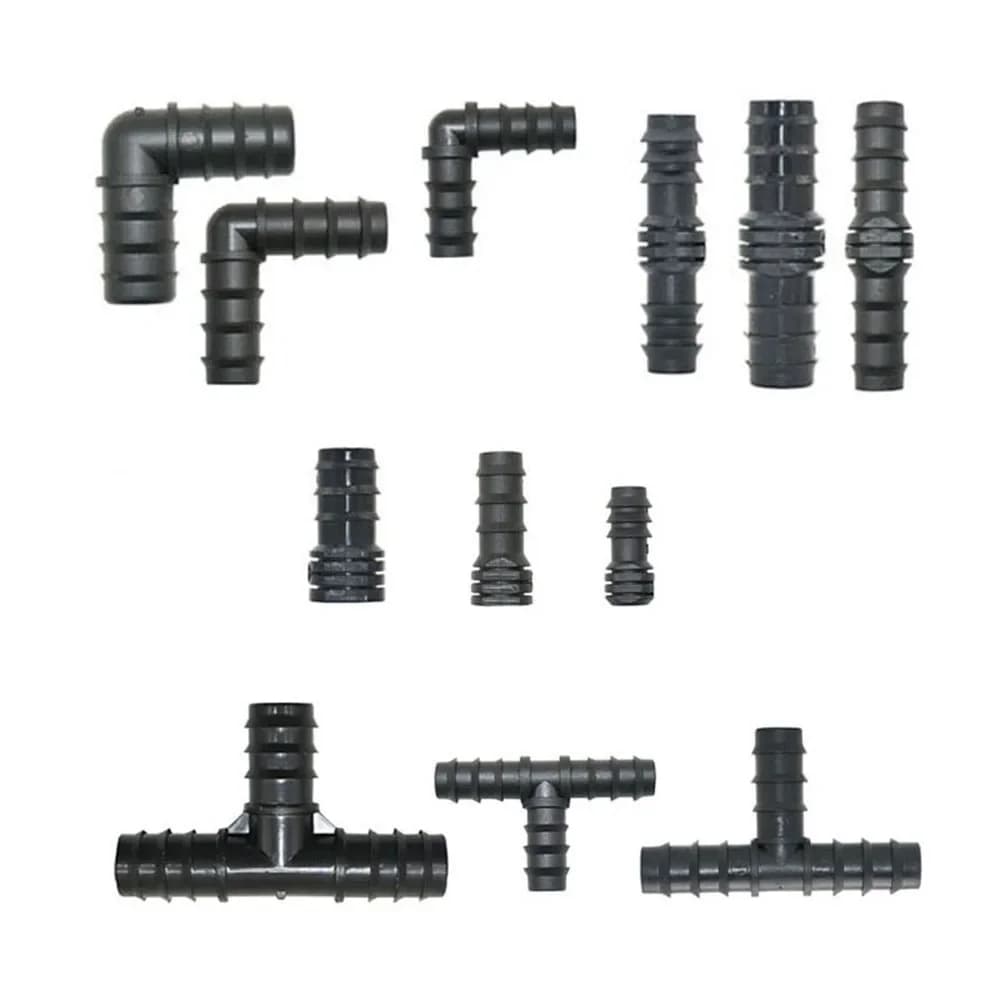Joendoc4-Connecteur de tuyau d'irrigation goutte à goutte en PE, 16mm, 20mm, 25mm, coude en T, réparation de bouchon d'extrémité, 1/2, 3/4 ", jardin