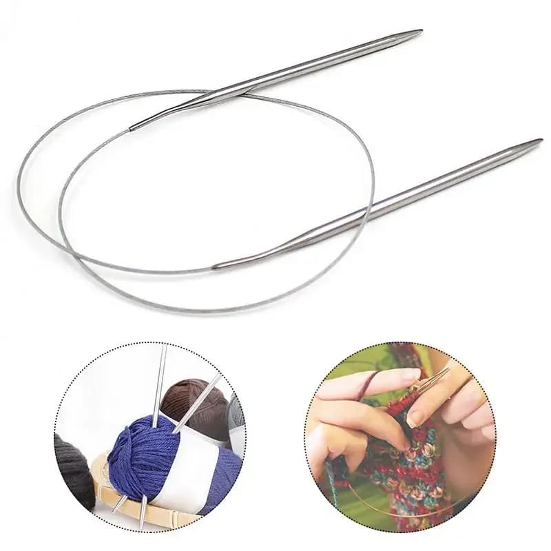 Aiguilles à tricoter circulaires en acier inoxydable de 80cm, 2.0-10 Mm, aiguilles à Crochet pour le tricot, épingles à tissage, outils d'artisanat