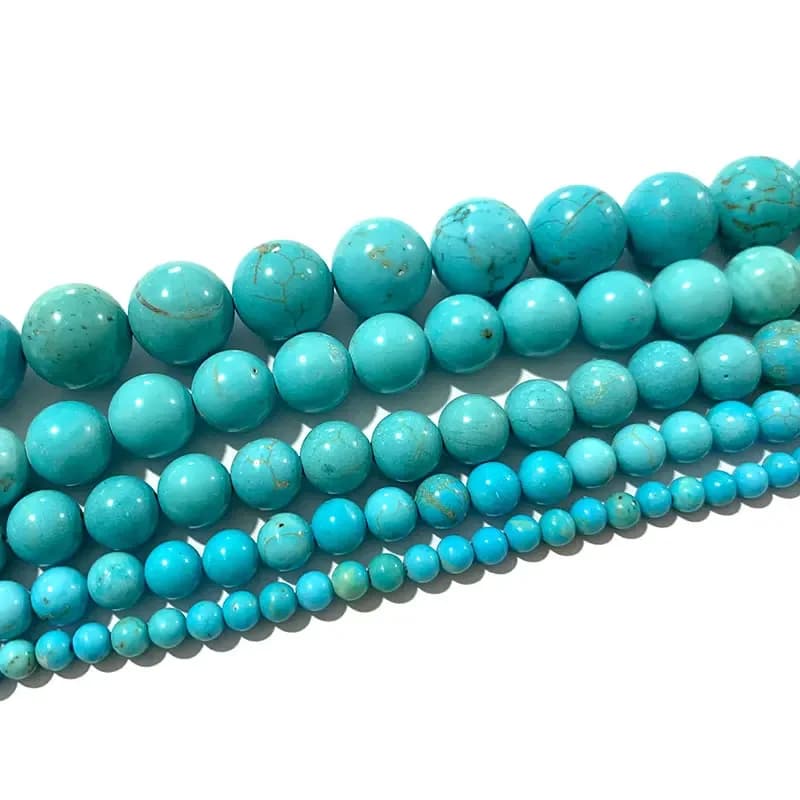 Perles fines en pierre naturelle AAA, rondes et amples, bleu Turquoise, pour la fabrication de bijoux, bracelets, colliers, boucles d'oreilles, 4/6/8/10/12MM