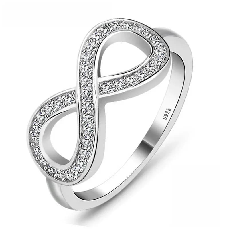 Bagues en argent regardé 925 pour femmes, bijoux en argent, forme Cz Extron Endless Love Claddpiez8, mode féminine