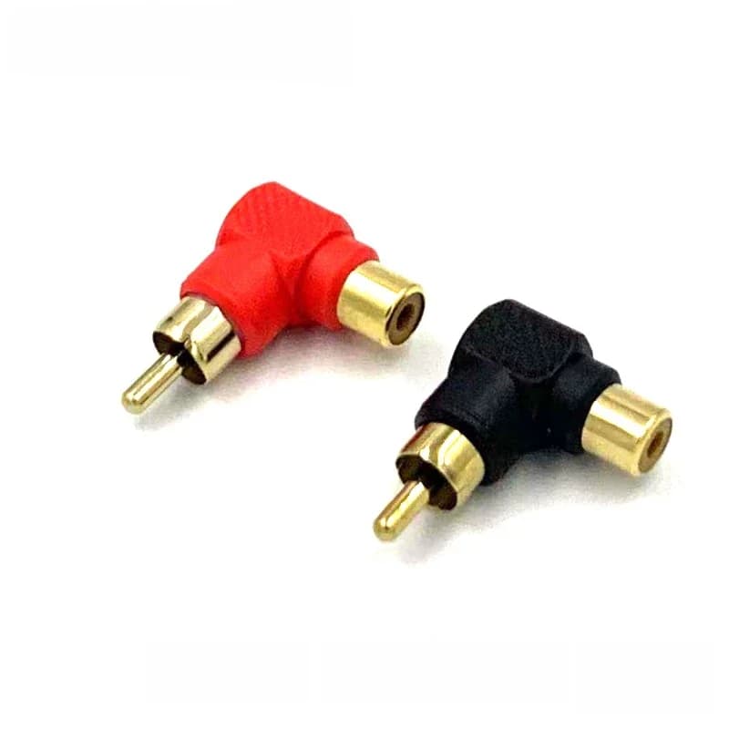 Extension de prise coudée Audio AV RCA, connecteur RCA en forme de L, noir, rouge, Angle droit, mâle à femelle, connecteur RCA à 90 degrés