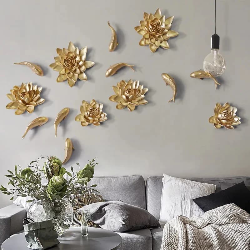 Mur de fleurs de pivoine Annie en résine blanche et grise 3D, ornements chics, art de style européen, décor mural de fond de télévision à la maison, cadeau d'artisanat