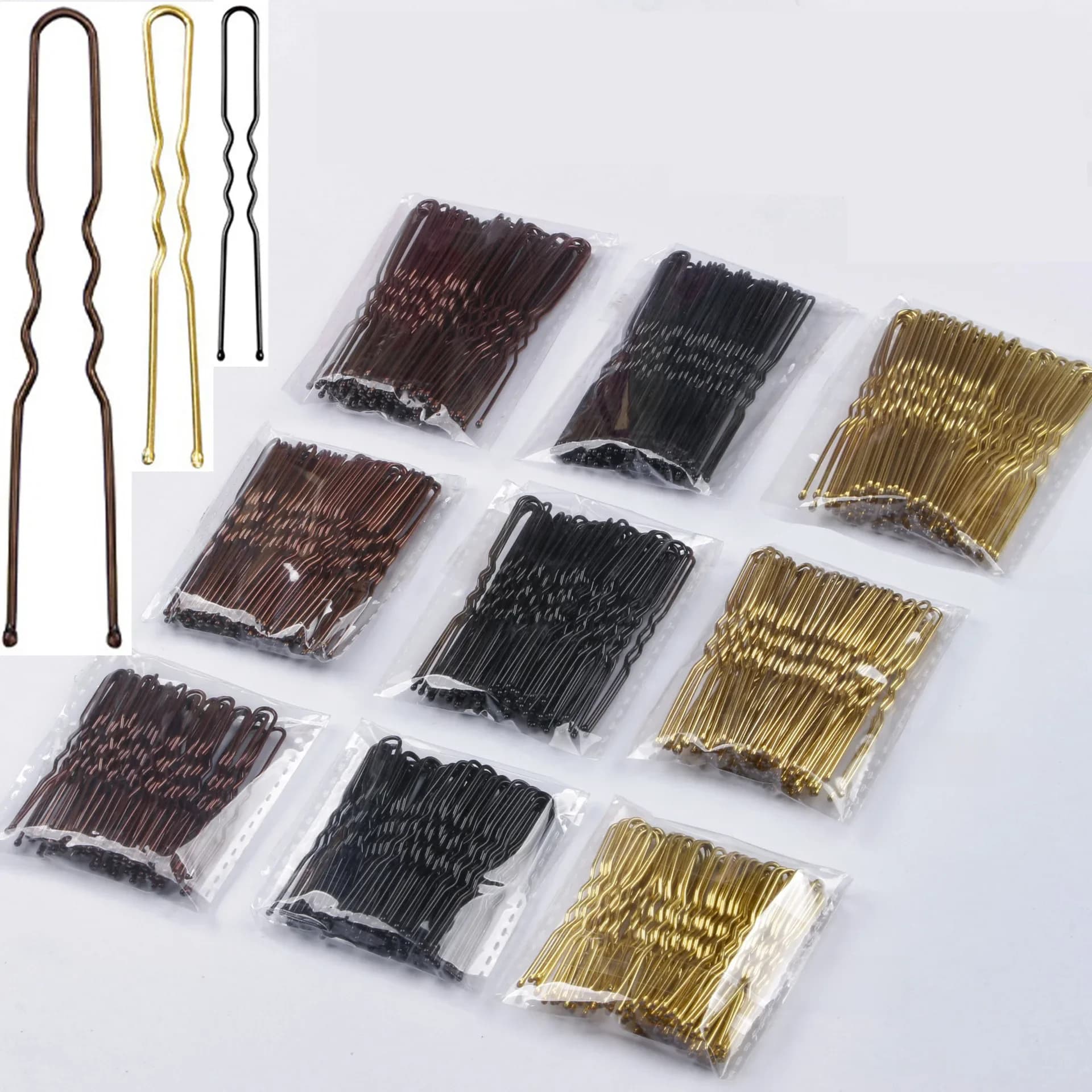 Épingle à cheveux en métal plaqué or marron en forme de U, épingle à cheveux Invisible, accessoires pour cheveux de Salon, poignée de cheveux sûre