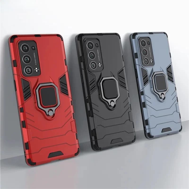 Coque de protection avec anneau de doigt pour OPPO, compatible Reno 6 Pro Plus
