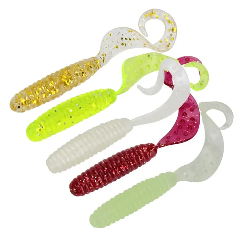 Pêche leurre souple appât Grub 6.5cm.2.4g faucille reaping queue ver PVC leurres artificiels Lot 10 pièces vente