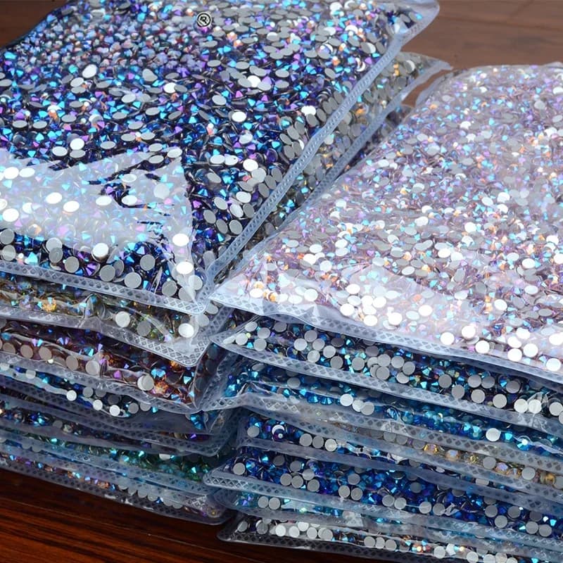 JUNAO 100 brut SS6 SS10 SS12 SS16 SS20 SS30 AB couleur verre Strass en vrac Non correcteur Flatback Strass bricolage ongles pierres de cristal