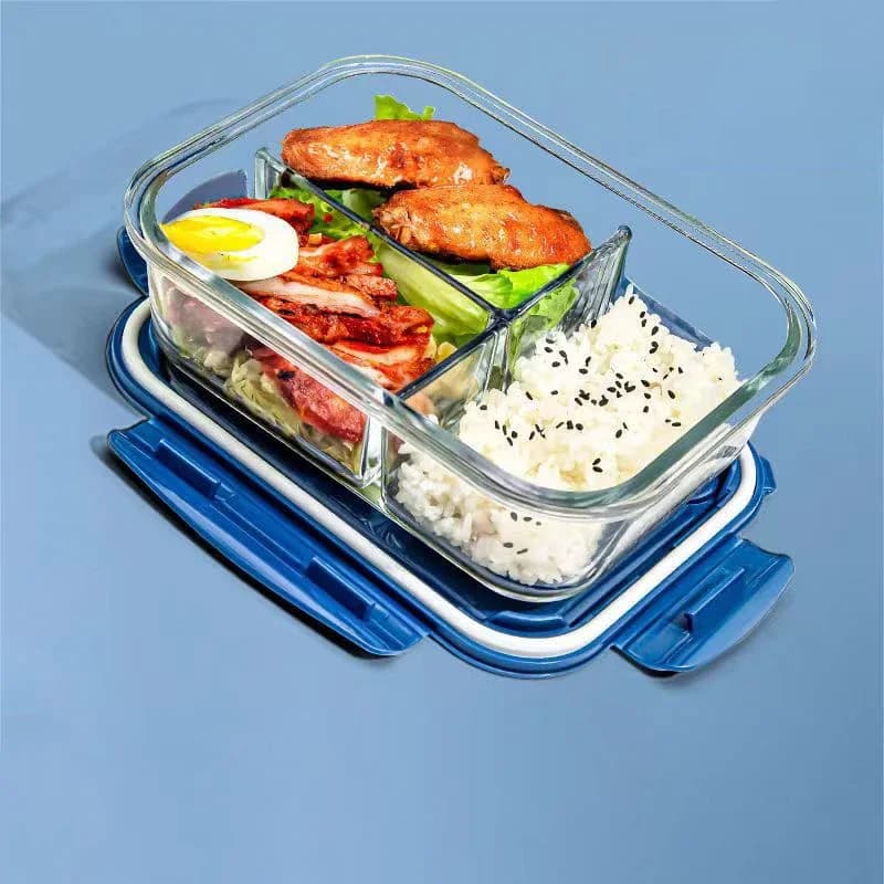 Boîte à déjeuner en verre de 1050ml, nouveau style, boîte à Bento pour micro-ondes, boîte de stockage des aliments, compartiment pour conteneurs alimentaires scolaires