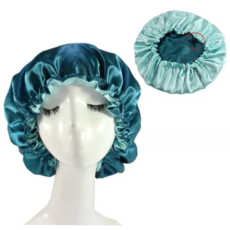Bonnet en satin double couche extra large pour femme, bonnet de couchage doublé, bonnet de protection des cheveux, ficelle à proximité réglable
