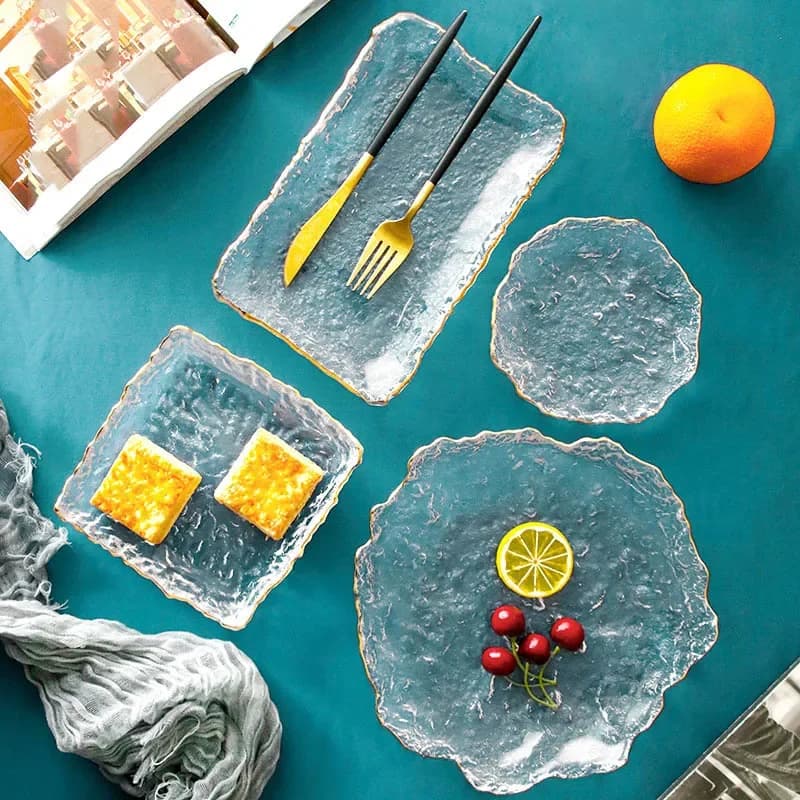 Assiette Carrée en Verre Marteau Japonais, Plateau Créatif, diligence de Fruits, Sushi, Longue Assiette de Service, Assiette Carrée, Assiette à Dessert Britware