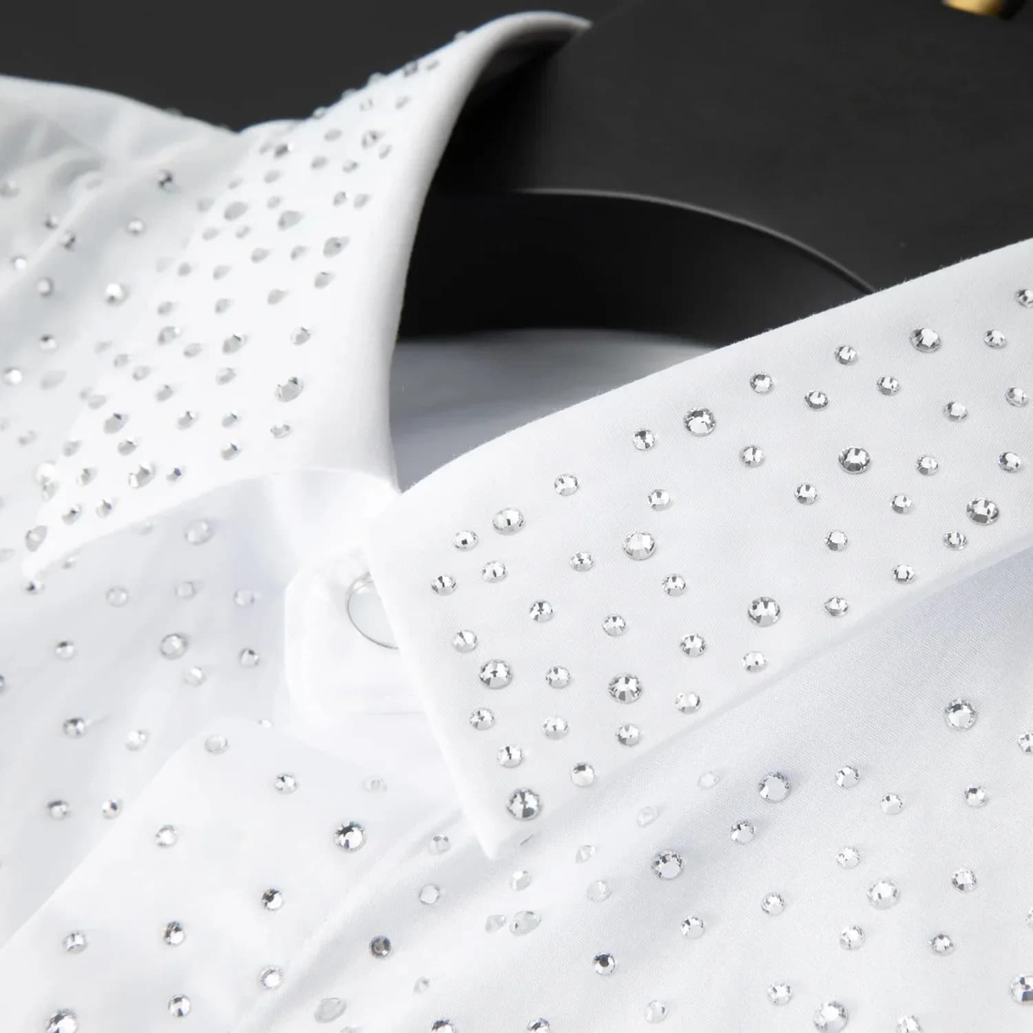 Chemise tchèque à strass pour hommes, manches longues, Slim, décontractée, vêtements de discothèque, fête sociale, chanteur de scène