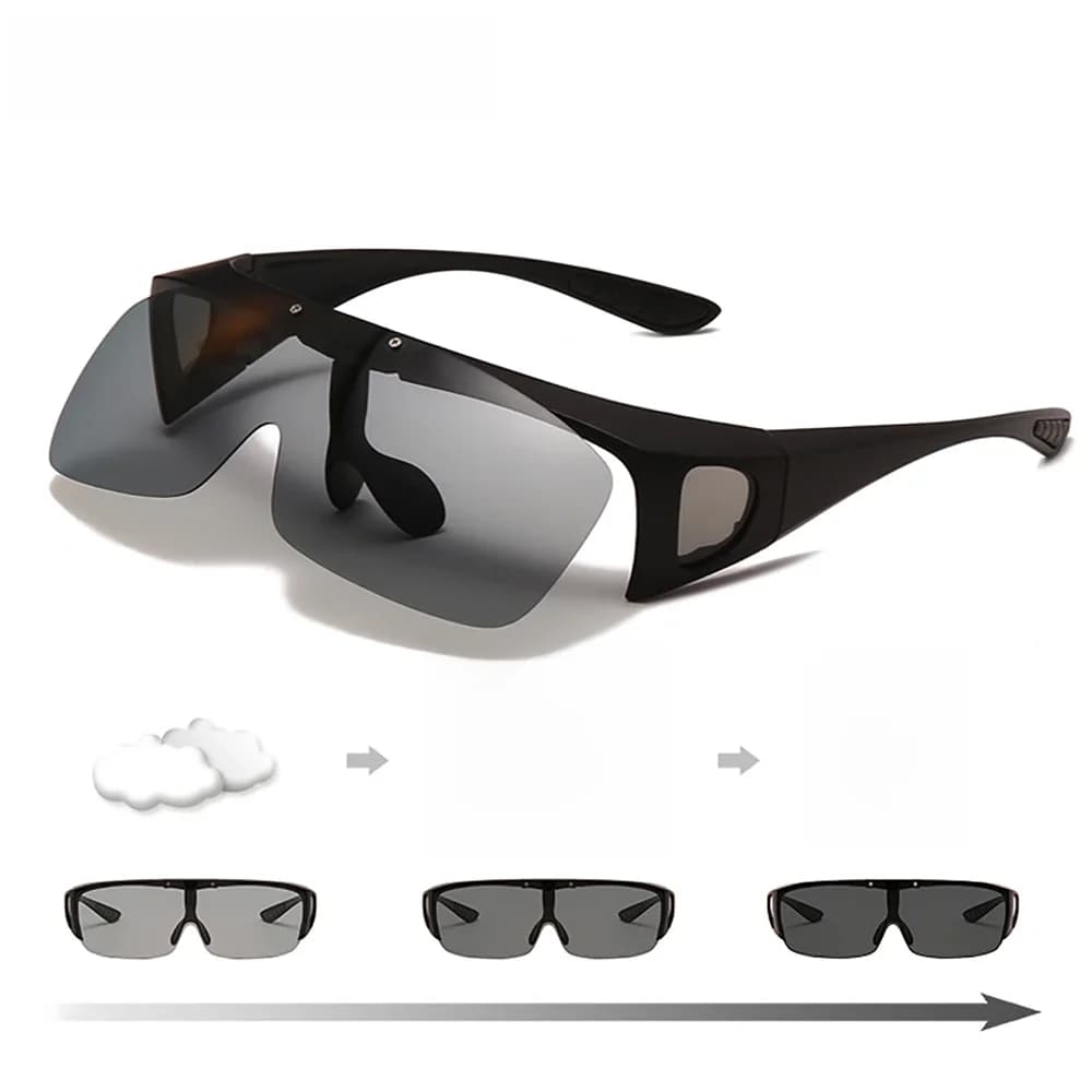 VIVIBEE pêche photochromique polarisé rabattable lunettes de soleil hommes en plein air UV400 Vision nocturne conduite carré changement de couleur lunettes