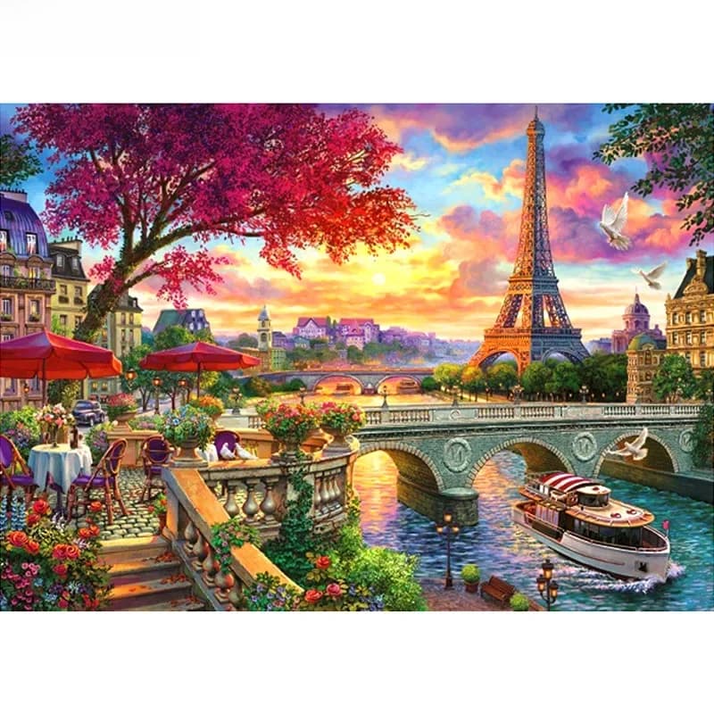 HOMFUN plein carré/rond perceuse 5D bricolage diamant peinture "paysage de Paris" 3D broderie point de croix 5D décor à la maison cadeau