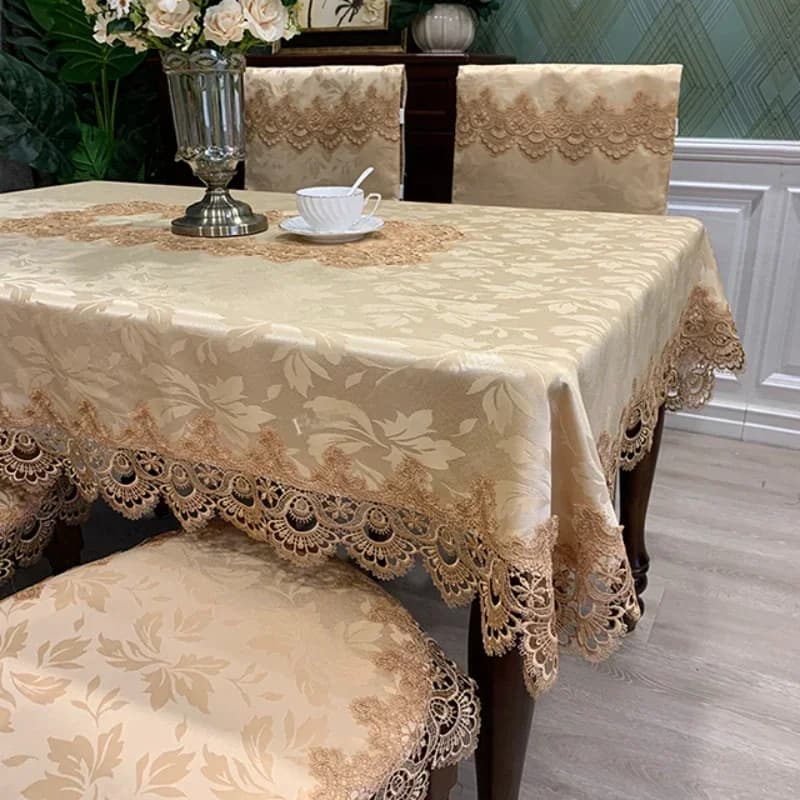 Nappe rectangulaire de luxe en dentelle brodée, couverture de Table ronde, fleur élégante, nappe à manger, drapeau de Table