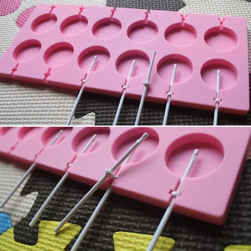 Moule à sucette en silicone de forme ronde pour enfants, outils de cuisson bricolage pour enfants, chocolat, bonbons, strass, accessoires de cuisine à domicile