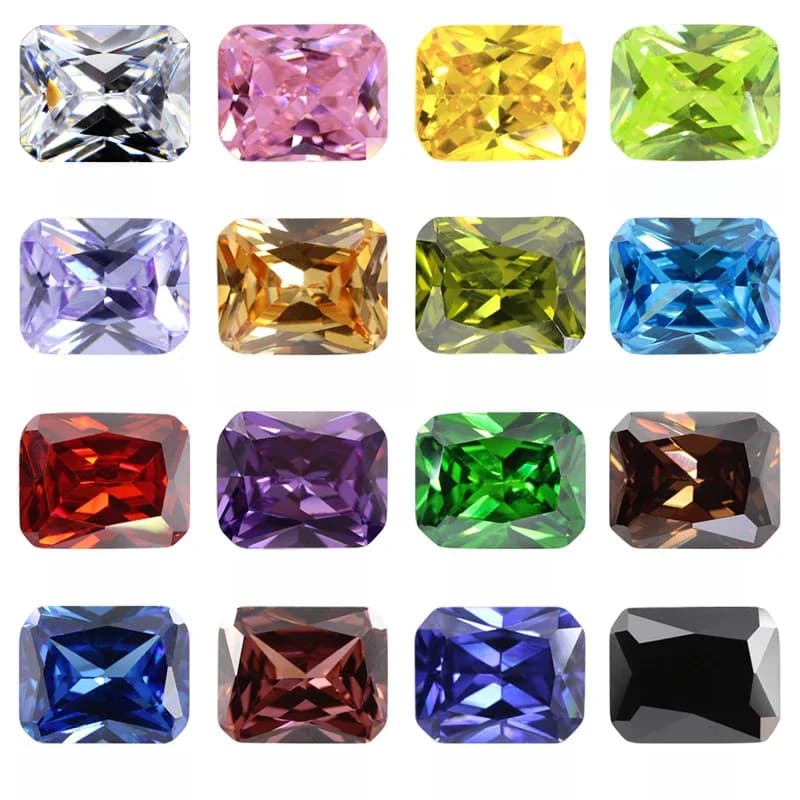 Lot de 50 pierres de zircone cubique en forme d'octangle, blanc, rose, grenat, bleu, vert, jaune, CZ en vrac, gemmes synthétiques pour bijoux