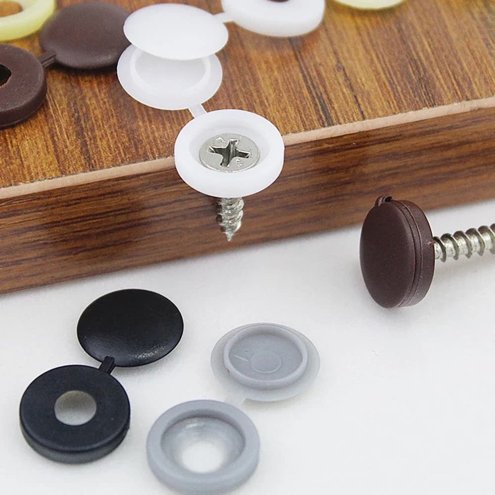Bouchon à vis décoratif en plastique pour meubles muraux, couvercle Kg, boulons, possède un bouton pression, capuchon de protection, matériel de bouton, 100 pièces