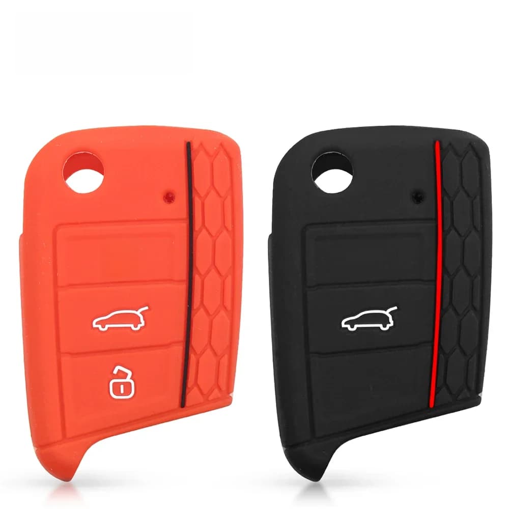 KEEYOU – housse de clé de voiture en Silicone, style de voiture, pour Volkswagen VW Golf 7 mk7 Skoda Octavia A7, pour SEAT Leon Ibiza Fob 3 boutons