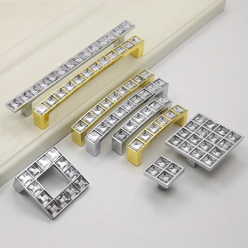 LSTABAN Poignée en cristal moderne et Simple, en forme de U, pour tiroir, porte d'armoire, Imitation diamant, poignée Simple et Double trou