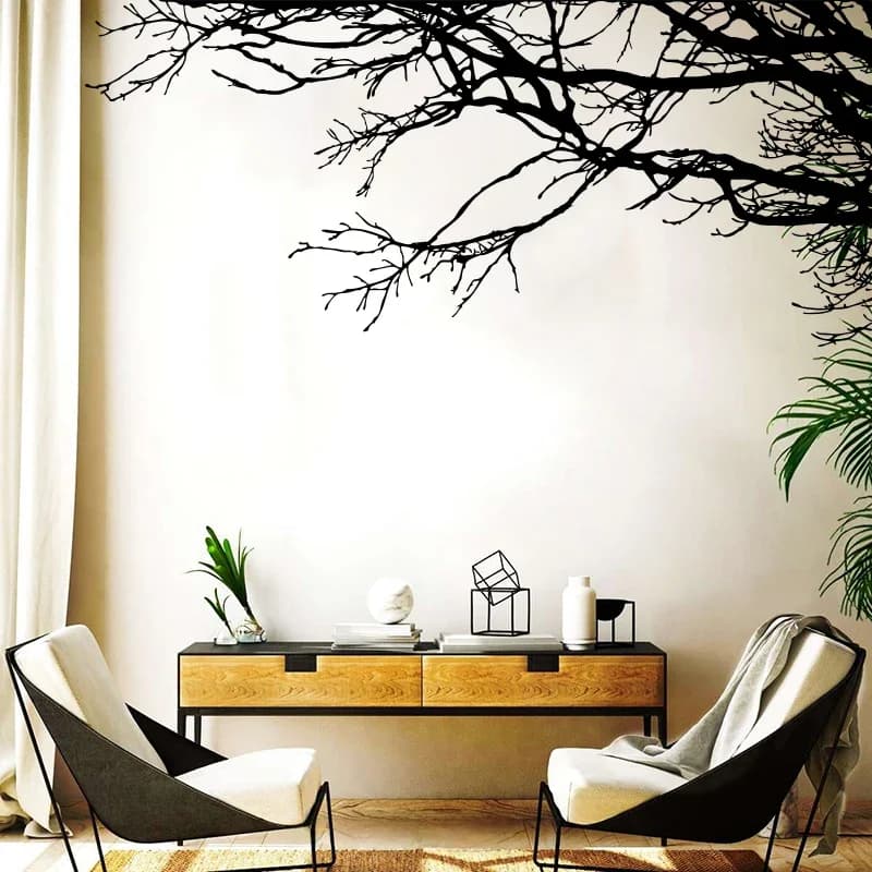 Grand autocollant mural de branche d'arbre pour la décoration intérieure, décalcomanie, terre, nature, forêt, calcul, salon, chambre d'enfant