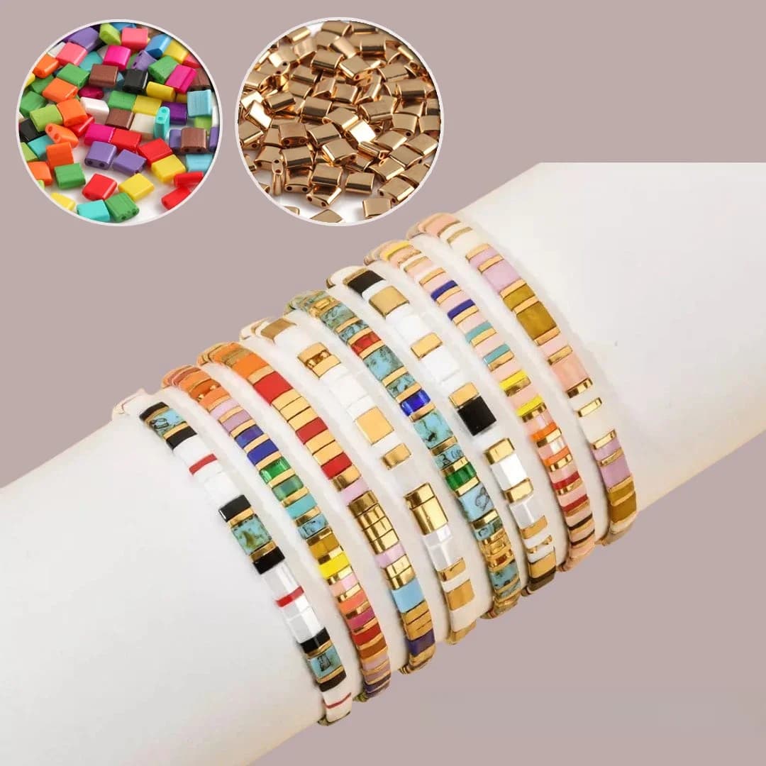 Lot de 50 perles de rocaille Taidian, deux trous, pour la fabrication de bijoux, accessoires de Bracelets, de plage, d'été, 5x5x2mm
