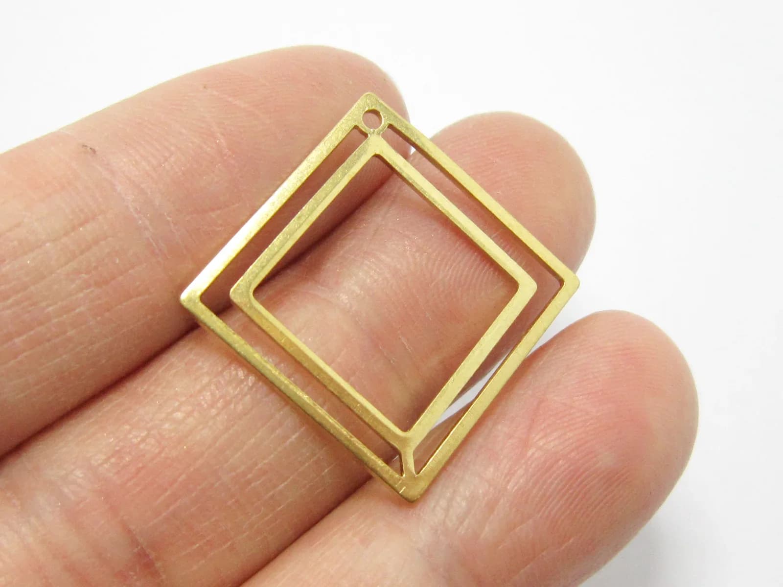 20 breloques carrées doubles, apprêts géométriques pour boucles d'oreilles, fabrication de pompons, laiton brut, 28,5x0,8mm, fournitures de bijouterie -R1235