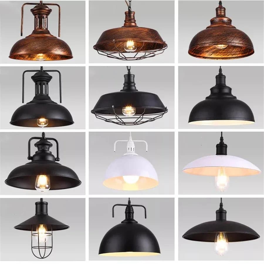 Lampe suspendue de grange américaine, luminaire suspendu Vintage en fer rouille pour salon, salle à manger, cuisine