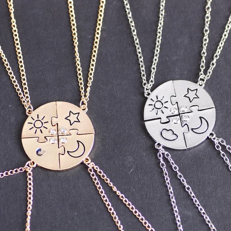 3/4 pièces chaîne étoile lune meilleur ami pendentif collier Bff sœur amitié tour de cou hommes et femmes fête bijoux accessoires cadeau