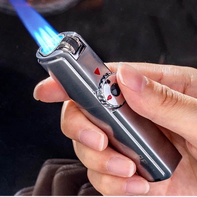 Jobon-Briquet silex sans gaz butane, cigare triple jet flammes, serrure de sécurité turbo torche feu meule