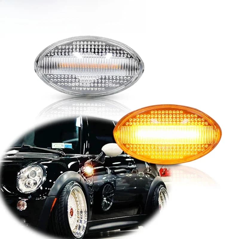 2 pièces ambre pleine bande LED garde-boue avant feux de position latéraux pour MINI Cooper R50 R52 R53 (2002-2006) clignotants feux de position latéraux