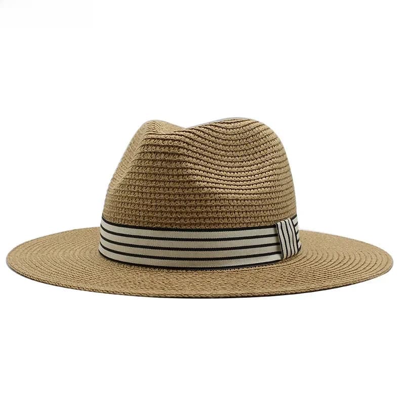 Chapeaux de paille d'été Panama pour femmes et hommes, chapeau de paille de plage respirant à large bord, Protection UV, casquette Fedora