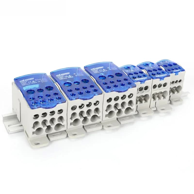 UKK80A 125A 160A 250A 400A 500A bornier 1 en plusieurs sorties boîte de Distribution sur Rail Din connecteur de fil électrique universel