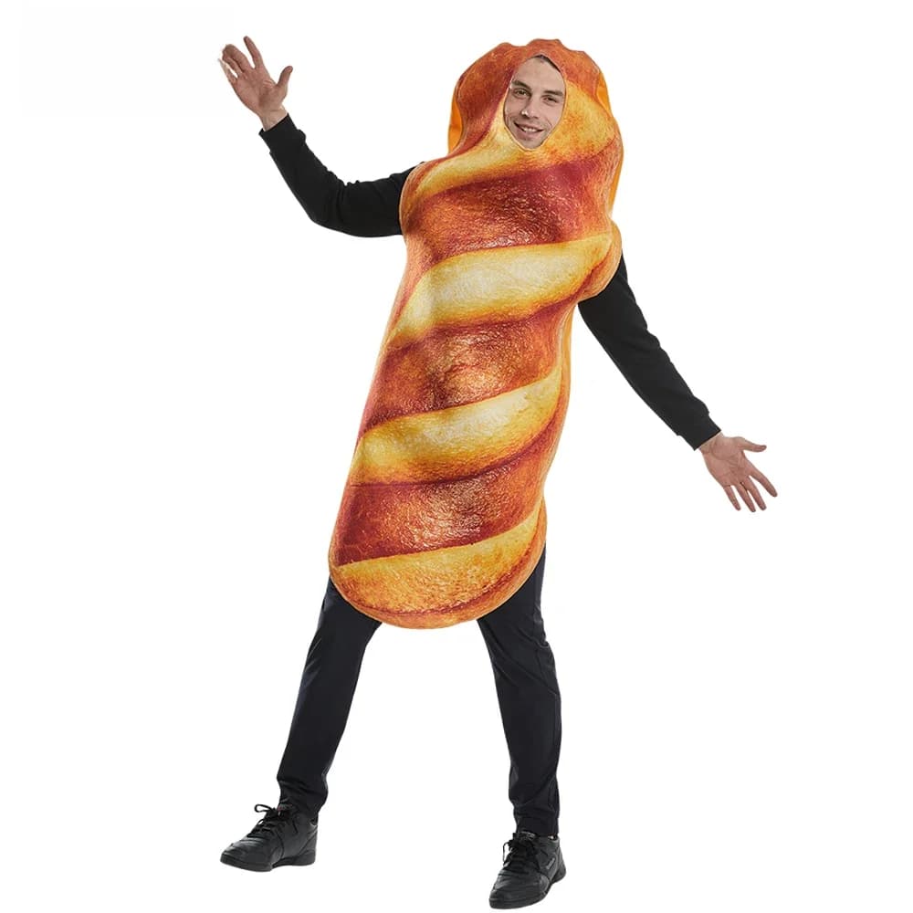 Eraspooky – Costume de baguette de pain unisexe pour adulte, tunique alimentaire, déguisement fantaisie pour Halloween, Noël, carnaval, fête