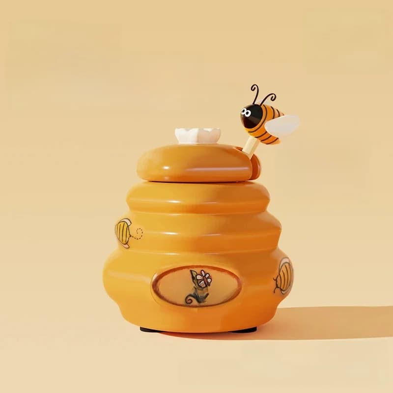 Pot à miel en céramique Joie 150 ml avec couvercle et cuillère à miel, barre mélangeuse pour pot à miel, accessoires pour pot à miel, ustensiles de cuisine