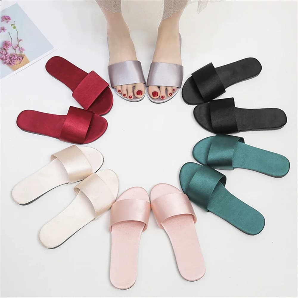Pantoufles en Satin pour ixde Mariage, Chaussures Souples Antidérapantes pour Demoiselle d'Honneur, Cadeau d'Équipe d'Enterrement de Vie de Jeune Fille