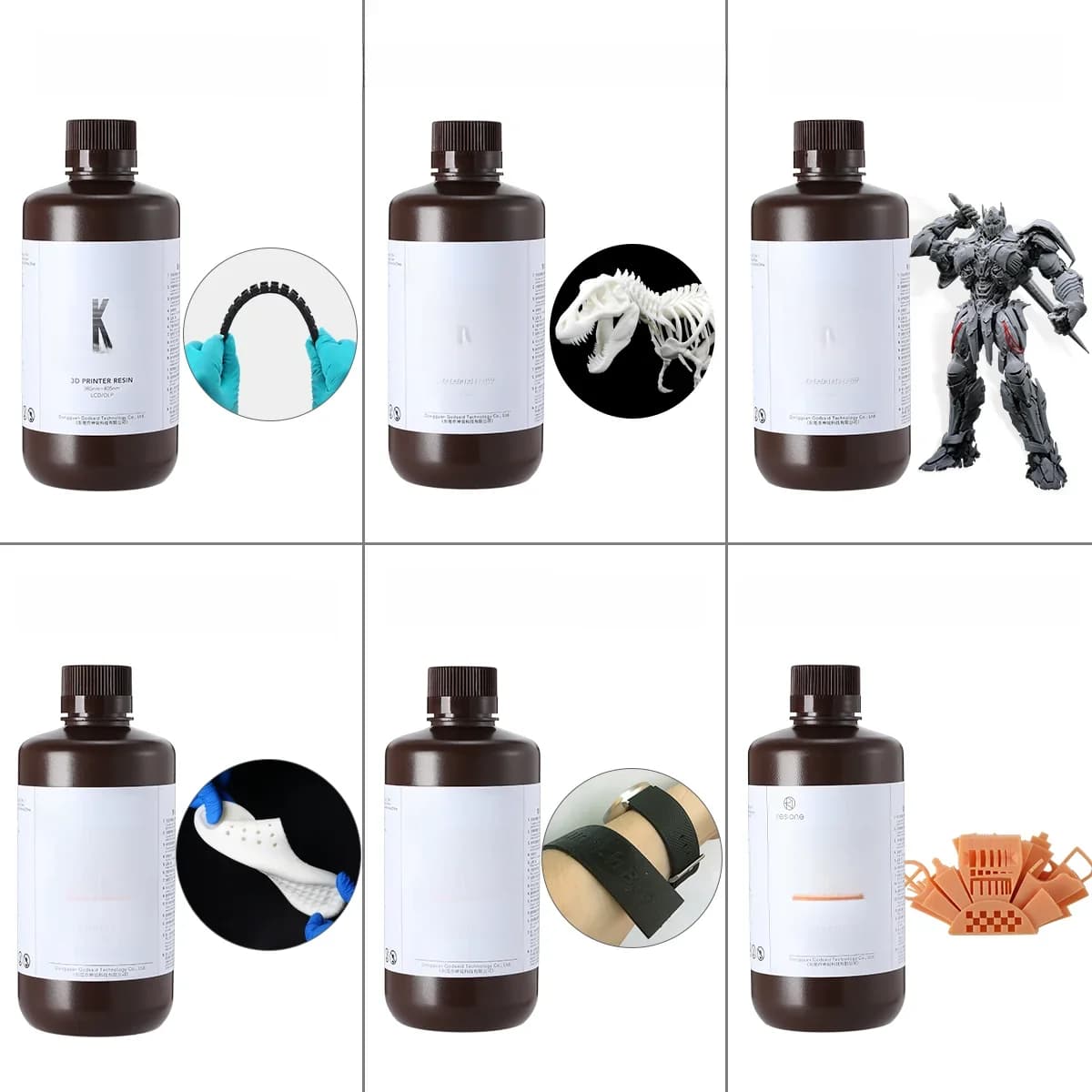 Resione – résine dentaire transparente UV, résistant, Flexible, ABS, 1KG, pour Elegoo Anycubic, résine Photon 3d