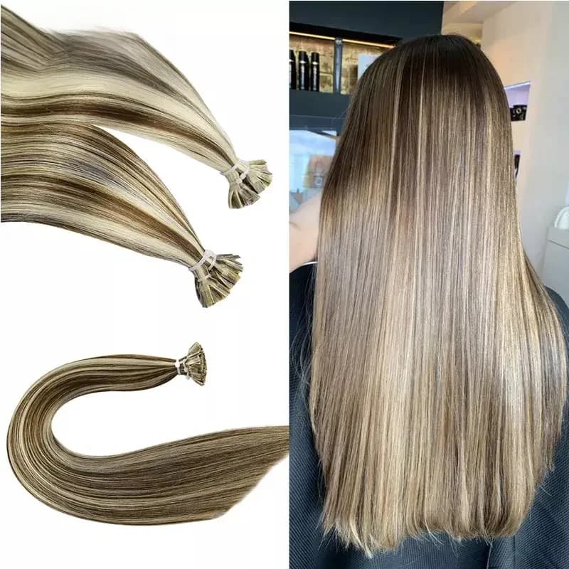 Extensions de cheveux à pointe plate droite Capsules de kératine 100% cheveux humains Remy Extensions de cheveux de Fusion naturelle 1 g/pièces 0.8 g/pièces 50 pièces/ensemble