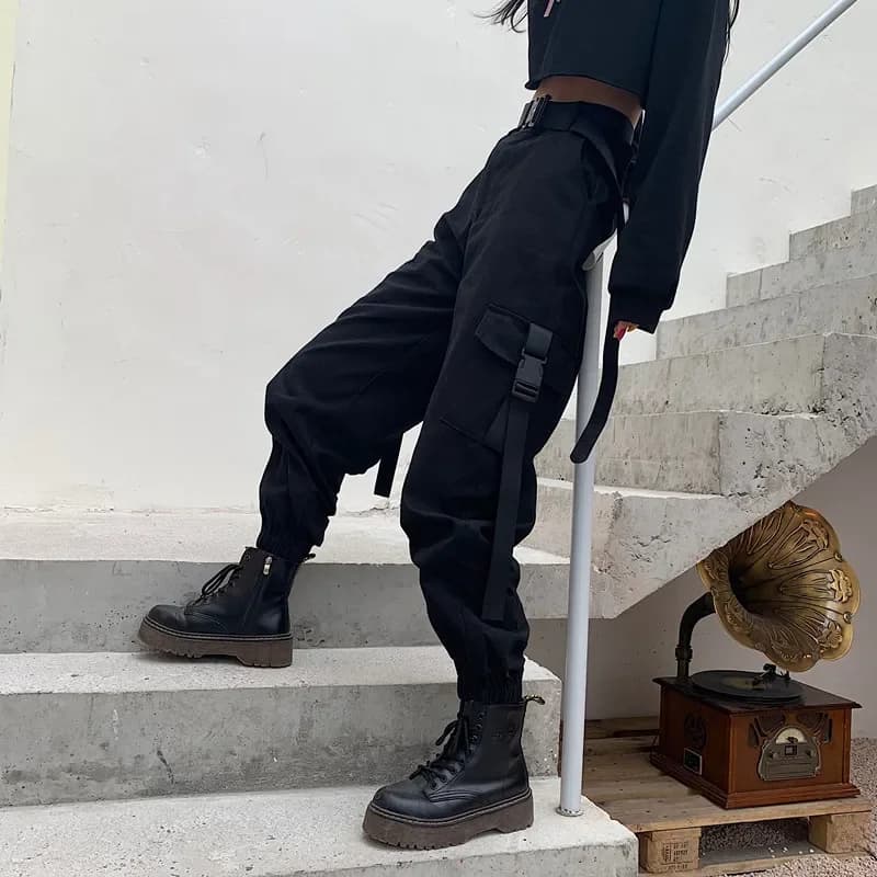 YBYR grandes poches Cargo pantalon femmes élastique taille haute ample Streetwear été pantalon Baggy tactique pantalon Hip Hop Joggers pantalon