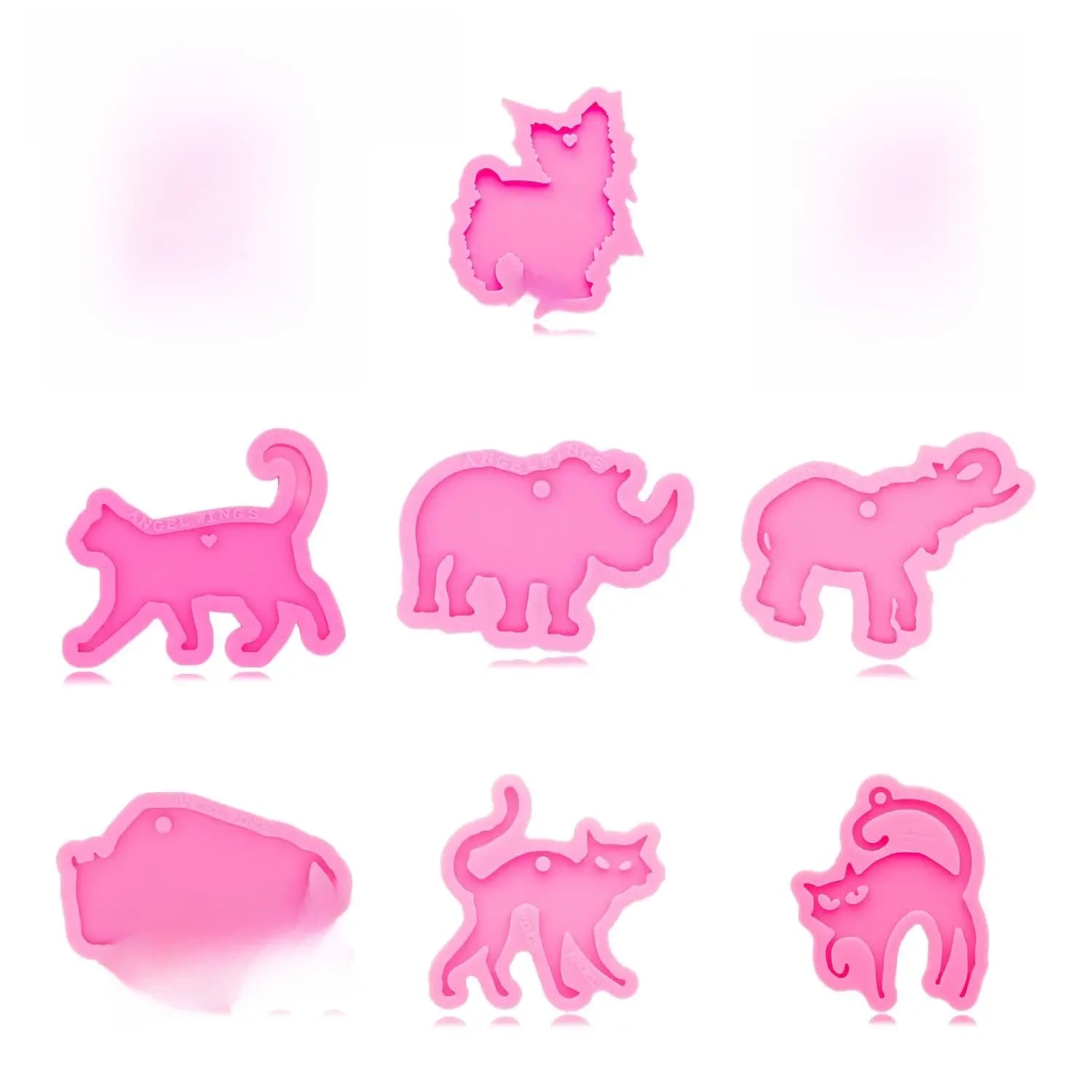 DY0151 Moule de porte-clés licorne éléphant rhinocéros chèvre chat pour résine époxy, moule en Silicone tête de taureau de vache brillant pour l'artisanat en résine bricolage