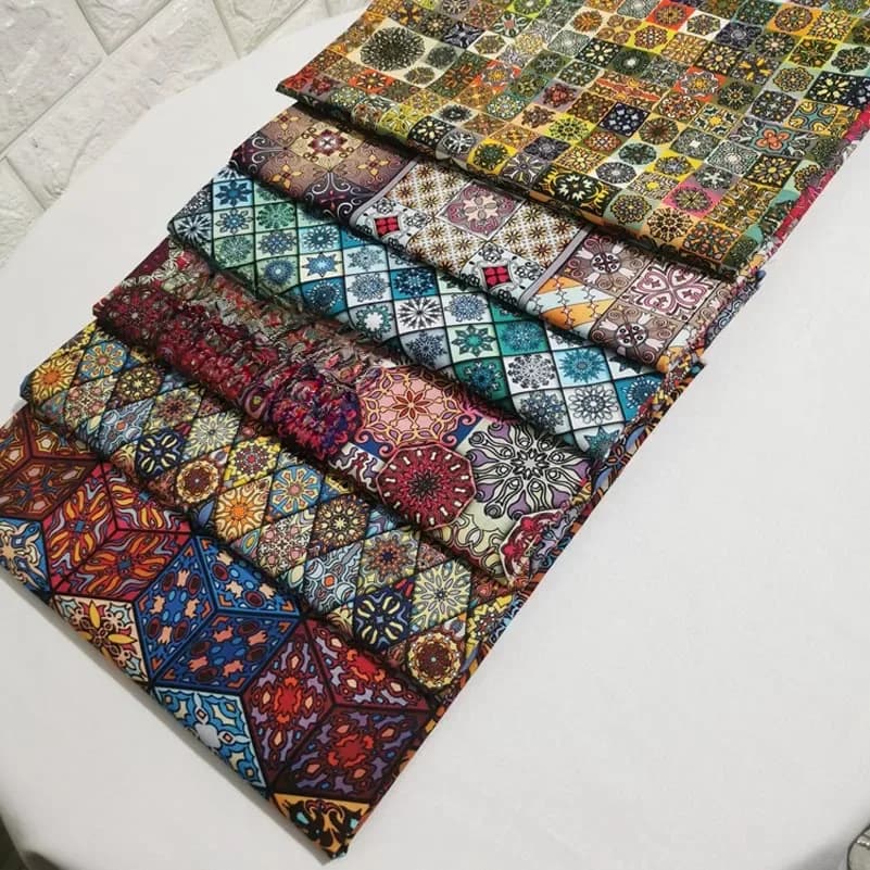Tissu à coudre Style bohème Mandala 100% coton imprimé Boho vêtements bricolage robes de poupée Patchwork fait à la main par demi-mètre