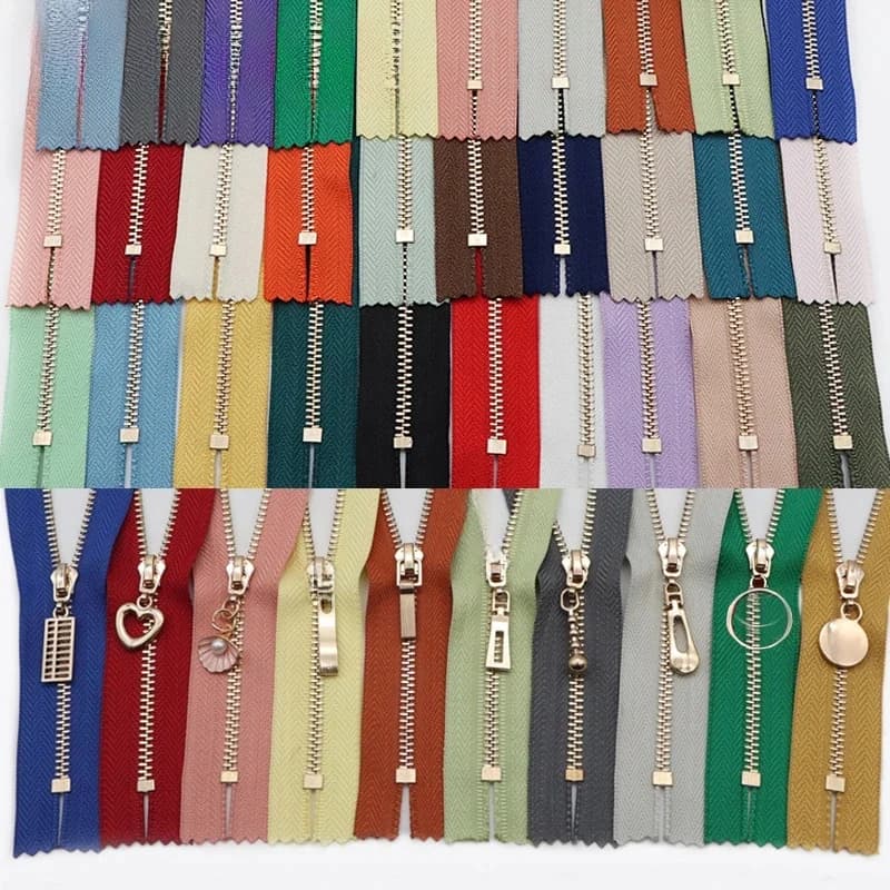 Fermeture à glissière en métal pour couture, dents dorées à bout fermé, sac de bricolage, kit de réparation de vêtements, accessoires, 15 cm, 20 cm, 25 cm, 30 cm, 40cm, 2 pièces, 3 #