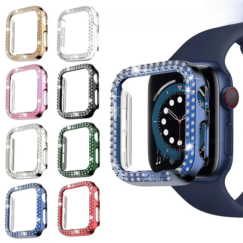Coque pour Apple Watch 7 8 9 45mm 41mm 40mm 44mm 38mm 42mm, housse de protection pare-chocs en diamant scintillant pour Iwatch série SE 6 5 4 3 2 1