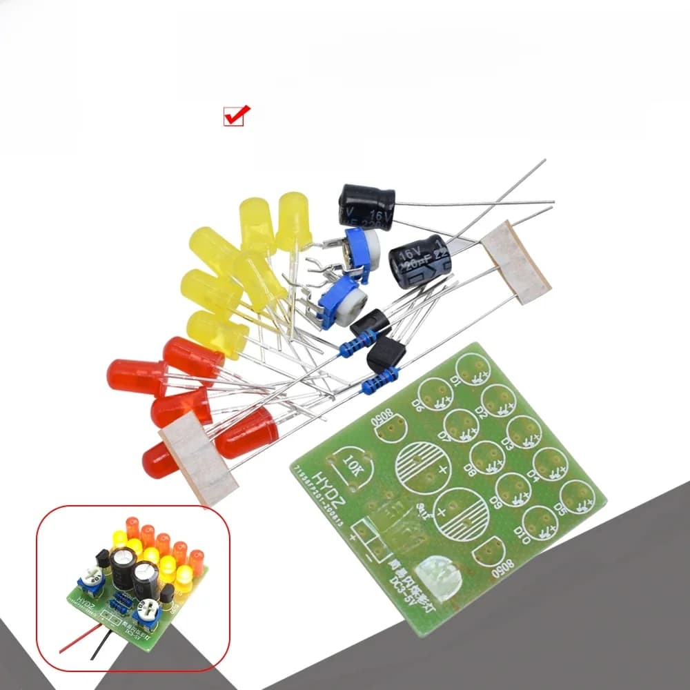Kit d'éclairage publicitaire simple, lampes clignotantes rouges et jaunes, lampes de cycle, lampes flash modifiées, bricolage, kit de formation pour étudiants