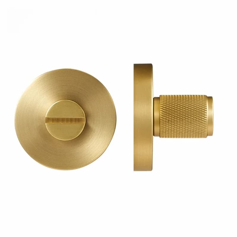 DOOROOM Plaques de serrure de porte en laiton avec bouton moleté strié pour porte intérieure, chambre et salle de bain