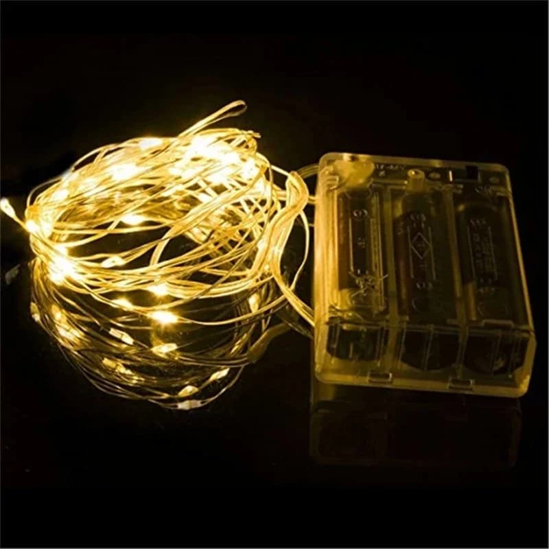 2M 20 3M 30 5M 50 10M 100Led fée lumières AA alimenté par batterie argent Led fil de cuivre chaîne lumière décorative fée lumières