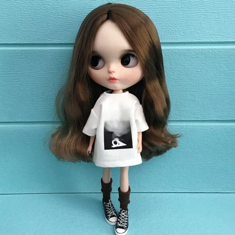 T-shirt long blanc fait à la main, vêtements Blythe, adapté aux poupées Blyth, OB24, Licca, OB24, Azone, 1/6, mode